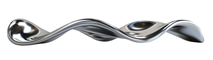 Abstract Chrome Wave With Transparent Background, A Shiny Silver Metallic Liquid Flowing in Space, Abstract Design Concept of Fluid Metal, Chrome Abstract Background png