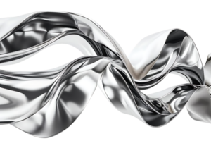 Silver Abstract Waves Flowing in a 3D Space with a Transparent Background png