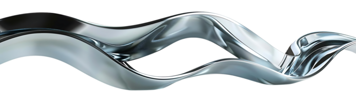 Silver Waves Flowing Elegantly Against a Transparent Background, Creating a Modern and Abstract Design. png