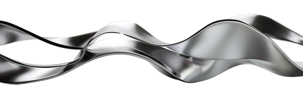Metallic Waves Flowing Gracefully on a Transparent Background, Creating a Sleek and Modern Design png