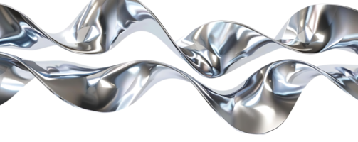 Silver Waves Flowing Seamlessly Against a Transparent Background, Creating an Abstract and Modern Design png