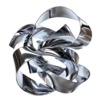 Abstract Metallic Ribbons Intertwining with a Transparent Background, Creating an Illusion of Depth and Movement png