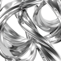 Shiny Metallic Ribbons Twisting and Intertwining in a Complex Dance, Creating a Mesmerizing Abstract Pattern, Transparent Background png