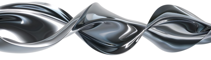Abstract Metallic Waves Flowing Through Space with a Transparent Background png