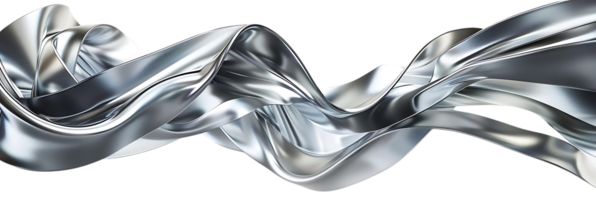Silver Abstract Waves Flowing Dynamically with a Transparent Background png