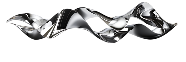 Metallic Abstract Waves Flowing with a Transparent Background, 3D Rendered Art png