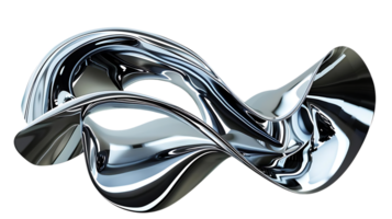 Abstract Chrome Sculpture with a Transparent Background, Shimmering and Smooth Metal Design, Modern Art png