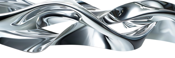 Metallic Abstract Wavy Forms in a Transparent Background png