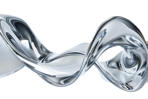 Silver Liquid Swirling on a Transparent Background, Abstract Modern Art with Dynamic and Smooth Flow png