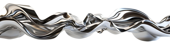 Metallic Waves Flowing Across a Transparent Background, Creating a Striking Visual Display of Texture and Form png