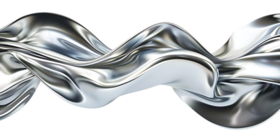 Abstract Metallic Waves Flowing in a Transparent Background png