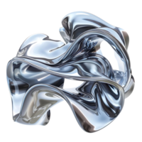 Abstract Silver Metal Sculpture with a Transparent Background, Creating an Intriguing Visual Contrast png