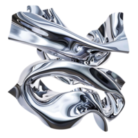 Abstract Chrome Liquid Forms Dance in a Transparent Background png
