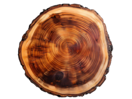 Closeup of a Tree Trunk Cross Section with Visible Growth Rings, Isolated on a Transparent Background png