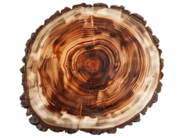 Tree Trunk Cross Section with Visible Growth Rings and Transparent Background png