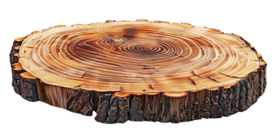 The Natural Beauty of a Tree Slice with a Transparent Background, Showing the Intricate Growth Rings and Bark Texture png