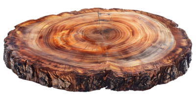 Tree Trunk Slice with Visible Growth Rings and a Transparent Background png