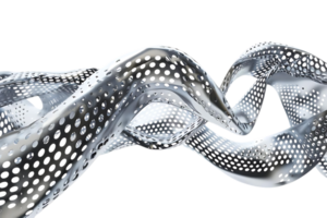Abstract Metallic Structure with Holes Flowing Gracefully with a Transparent Background png