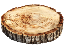 Natural Tree Trunk Slice with Transparent Background, Perfect for Product Displays or Crafting Projects png
