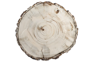 Close-Up View of a Tree Trunk Cross Section with Growth Rings,  Detailed Wood Grain Pattern,  Natural Texture,  Isolated on Transparent Background png