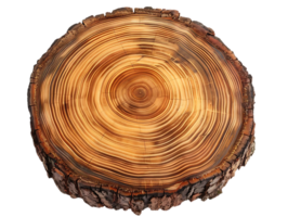 Tree Trunk Cross Section with Visible Growth Rings, Isolated on a Transparent Background png