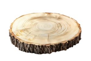 Natural Wood Slice with Transparent Background - Rustic Tree Trunk Cross Section for Design Projects png