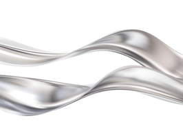 Metallic Silver Waves Flowing on a Transparent Background, Elegant Abstract Design with Smooth Curves and Shiny Finish. png