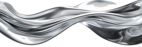Silver Liquid Waving on a Transparent Background, Abstract Smooth Shiny Metal Drape, Abstract Background Images png