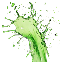 Green Liquid Splashing with a Transparent Background, High-Resolution Image, Perfect for Design Projects png