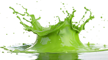 Green Liquid Splashing on a Transparent Background, A Stunning Visual Display png