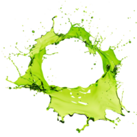 Green Liquid Splashing into a Circular Shape with a Transparent Background png