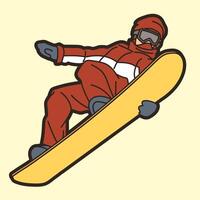 Snowboard Player Action Snowboarder Jumping vector