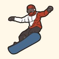 Snowboard Player Jumping Action vector