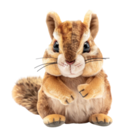 A single cute chipmunk toy, soft toy front view isolated on transparent background png