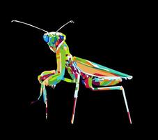 praying mantis in wpap pop art colorful design vector