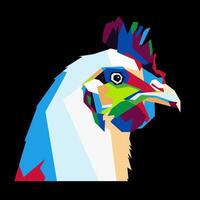 rooster in colorful pop art design. isolated with black background. vector