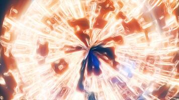 Abstract digital glowing vibrant yellow light frame vortex creating a tunnel-like video
