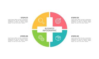 Plus Sign Infographic design template. 4 Options or Steps to success. Business presentation, Report, Data, Progress and Planning. vector