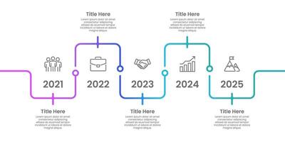 5 Business Plans and Goals for Success. Infographic timeline design template. Business presentation, Report, Structure, Planning and Marketing. vector