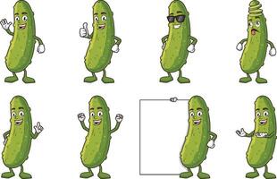 Cartoon pickle mascot character. Each image on a separate layer. vector