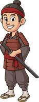 Samurai with katana cartoon drawing vector
