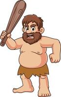 Angry caveman with club cartoon drawing vector