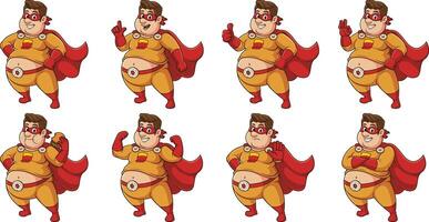 Cartoon chubby superhero. Each image on a separate layer. vector