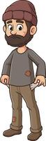 Poor man with empty pockets cartoon drawing vector