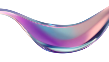 Abstract liquid glass shape with colorful reflections. Ribbon of curved water with glossy color wavy fluid motion. Chromatic dispersion flying and thin film spectral effect. png