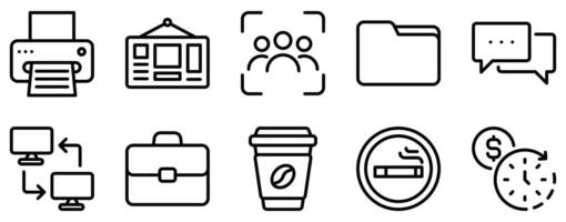 Coworking Space Icon Set Collaborative Line Style Collection for Shared Workspaces vector