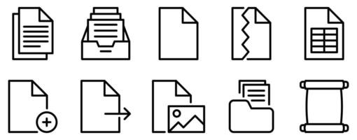 Document and Paper Icon Set Organized Line Style Collection for Office Essentials vector