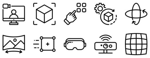 Virtual and Augmented Reality Icon Set Innovative Line Style Collection for Immersive Technologies vector