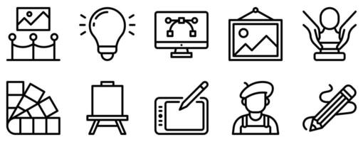 Artist Studio Icon Set Creative Line Style Collection for Artistic Spaces vector