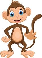 Cartoon happy monkey on white background vector